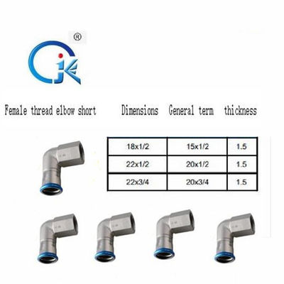 SS304 SS304L Push Fit Sıkıştırma Parçaları V Profil Erkek Dişi Dişli Konnektör